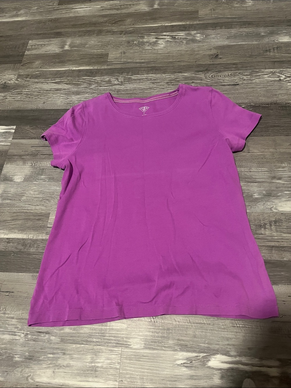 St. John's Bay Short-Sleeve Crewneck Tee in Bright Fuchsia